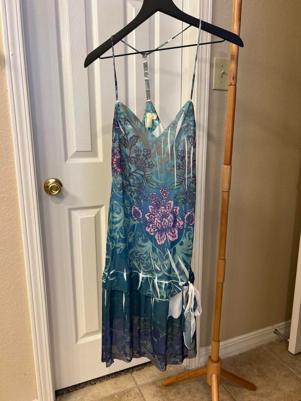 Johnny Martin Teal & Purple Floral Slip Dress